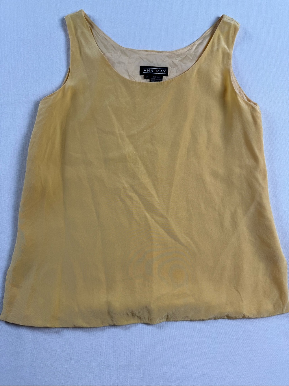 ANN MAY 100% Silk Yellow Scoop Neck Camisole